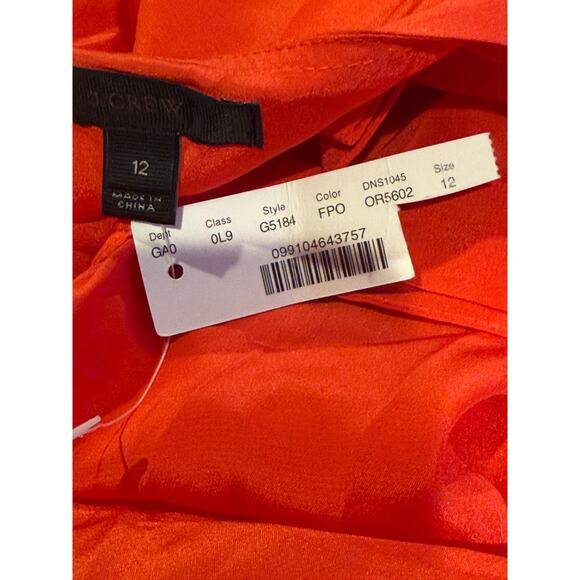 NWT J. Crew Silk Ruffled Flounce Cold Shoulder Top Blouse 12 Fresh Poppy Red - Picture 9 of 15